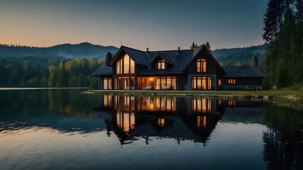 Fototapeta premium house on the lake