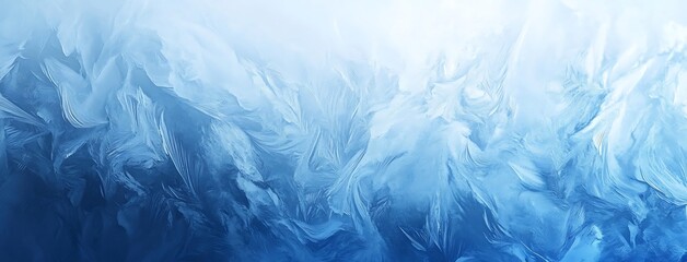 A blue winter background with snow and bokeh lights