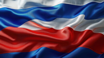 Fototapeta premium flag of russia close up of rippled satin flag