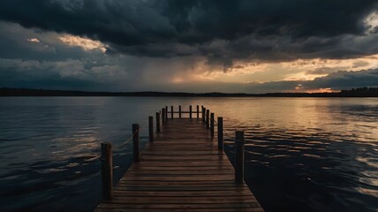 Obraz premium sunset over the pier