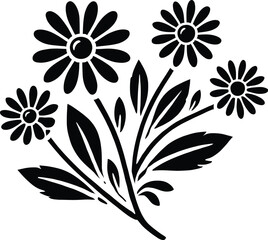 Fototapeta premium Hand drawn Flat flower silhouettes vector collection