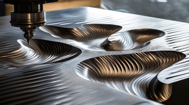 CNC Machine Carving Intricate Metal Surface Design