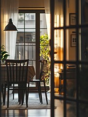 Obraz premium Modern Dining Room with Large Windows