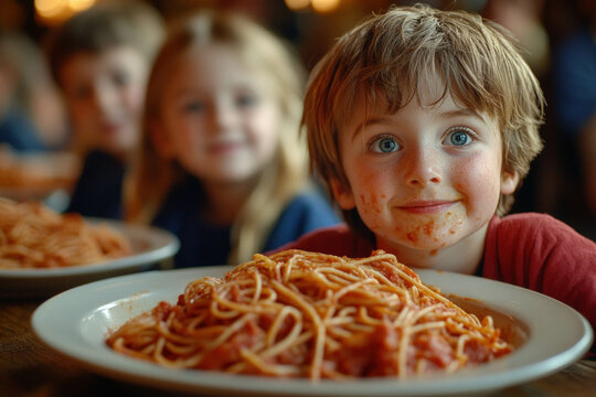 Family Eating Pasta
