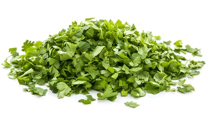 Obraz premium Chopped Coriander leaves isolated in white background