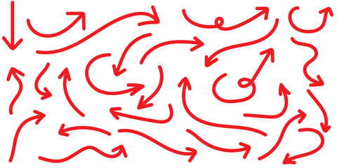 Hand-drawn vector arrow set. All arrows are isolated on white background