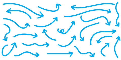 Hand-drawn vector arrow set. All arrows are isolated on white background