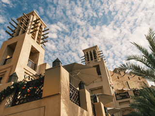 Local sandstone building at Al seef at Dubai Creek, Dubai UAE