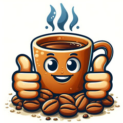 cup of coffee with thumb up