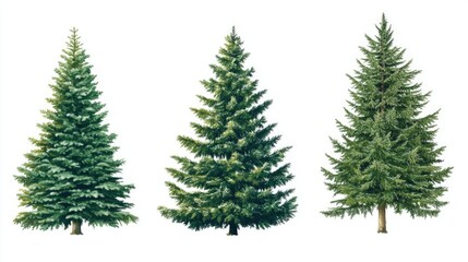 Fototapeta premium Three Pine Trees in a Row, Set of Three