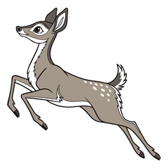 Deer Running And Jumping Illustration - VECTOR