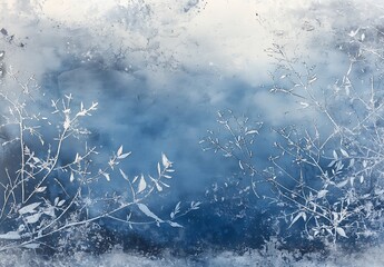 A light blue, frozen background with ice crystals
