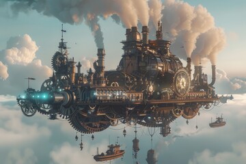 A Steampunk Airship City Soars Above The Clouds