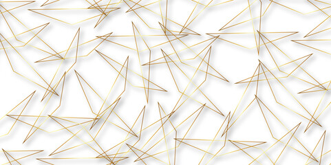 Abstract background with liens and triangles shape on white background. White and golden geometric overlapping rectangle pattern Geometric background soft shadows as patten ..White polygon textured .	