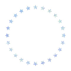 星のフレーム（青色、キラキラ、ラメ、グリッター、スパンコール）