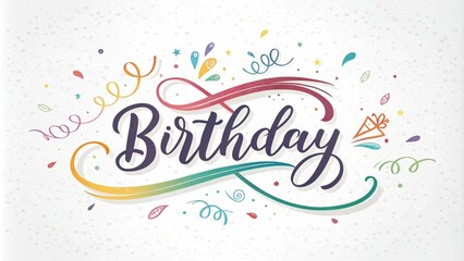 Fototapeta premium Happy birthday greeting card, colorful design, on white background. Merry holiday.