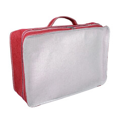 Felt bag or suitcase soft for personal belongings red and white with zipper