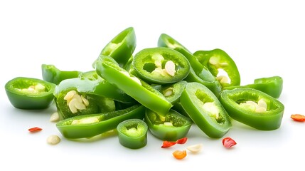 Chopped Green Chilli isolated in white background
