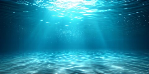 Ethereal Underwater Scene with Light Rays and Space