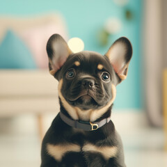 french bulldog puppy on black