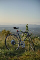 Fototapeta premium altes Fahrrad mit Bergblick