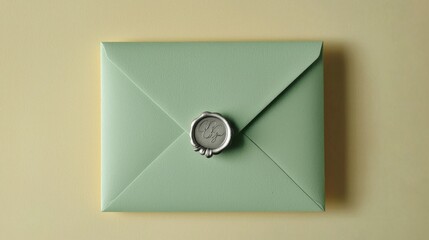 Stylish Sealed Green Envelope with Silver Wax Seal