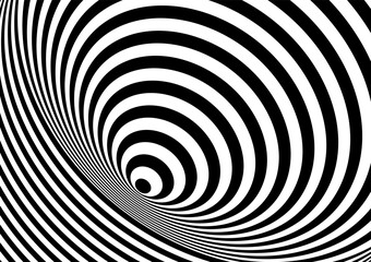 Black and white hypnotic optical Illusion background
