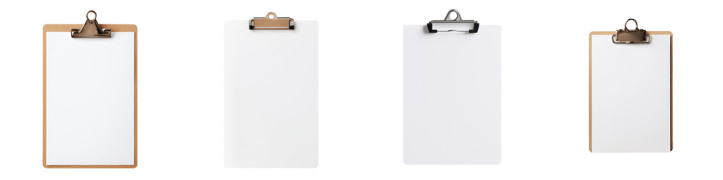 Blank clipboard with white paper sheets on modern office desk with minimal workspace ready for document presentation business report contract or presentation template