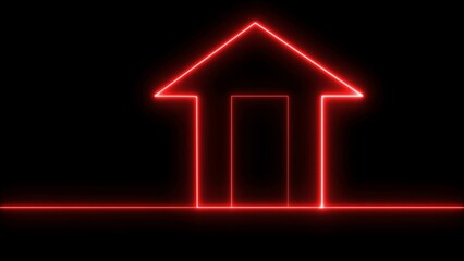 Neon line home icon animation.