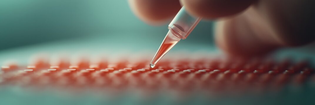 A close-up view of a skilled hand using a pipette in a scientific setting, underscoring the precision and meticulousness required in laboratory work.