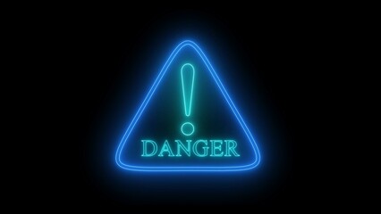 Warning icon, danger icon animation with neon line.