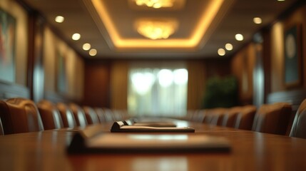 Empty Conference Room Awaits Meeting Participants