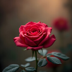 A stunning rose bush with a soft, blurred background. Enigmatic and magical flower. A luxurious and romantic backdrop. A sophisticated symbol of love and passion, perfect for Women's Day, Valentine's 