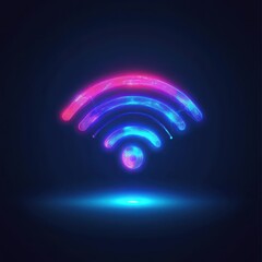 Minimalist glowing network icon in futuristic settings, simple tech connectivity