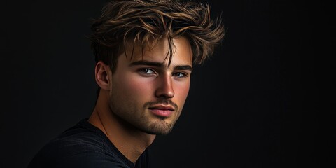 Fototapeta premium Confident young man posing for the camera in a studio setting, showcasing his self assurance and charisma. This studio shot captures the essence of a confident young man.