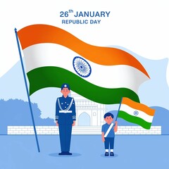 Republic day of india 26 th January. Vector illustration
