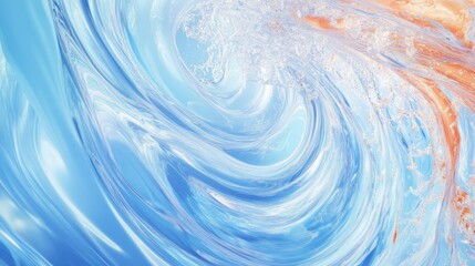 Mineral water bottle with swirl splash. Vector promotional advertising background with realistic 3d vector plastic bottle and pure waters on blue clean backdrop. Hydration, refreshment and vitality