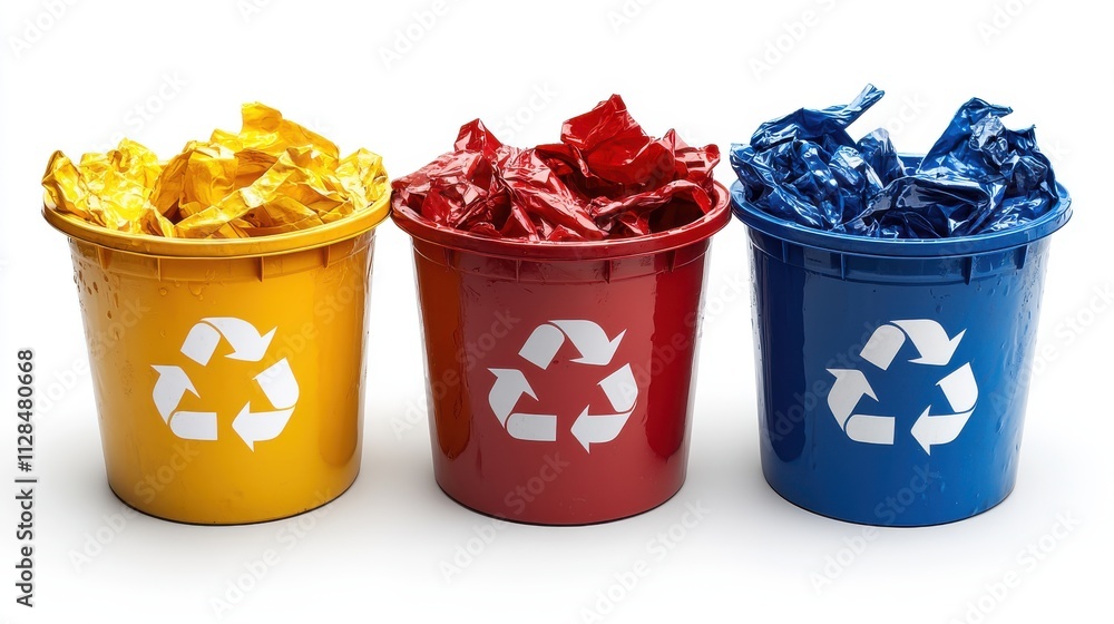 Poster isolated on a white background a trash can or basket symbol with a recycle sig