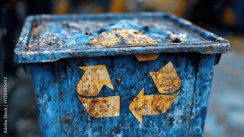Poster isolated on a white background a trash can or basket symbol with a recycle sig