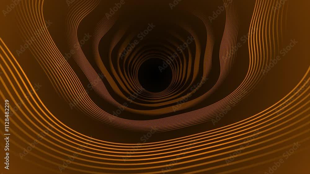 Aufkleber orange color multiple wavy lines 3d depth tunnel modern design seamless loop-able dark geometrical b