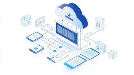 Obraz premium Advanced Cloud-Based Healthcare Management System Concept with Data Integration and Visualization