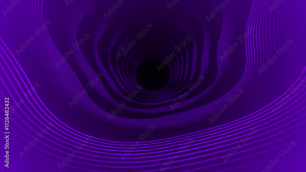 Poster purple color multiple wavy lines 3d depth tunnel modern design seamless loop-able dark geometrical b