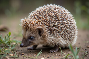 Hedgehog natural setting brown white quills eyes snout smell