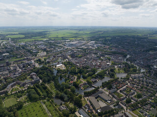 Obraz premium Aerial drone of Woerden, City center, overview.