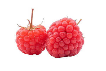 Two clusters of fresh berries against white background