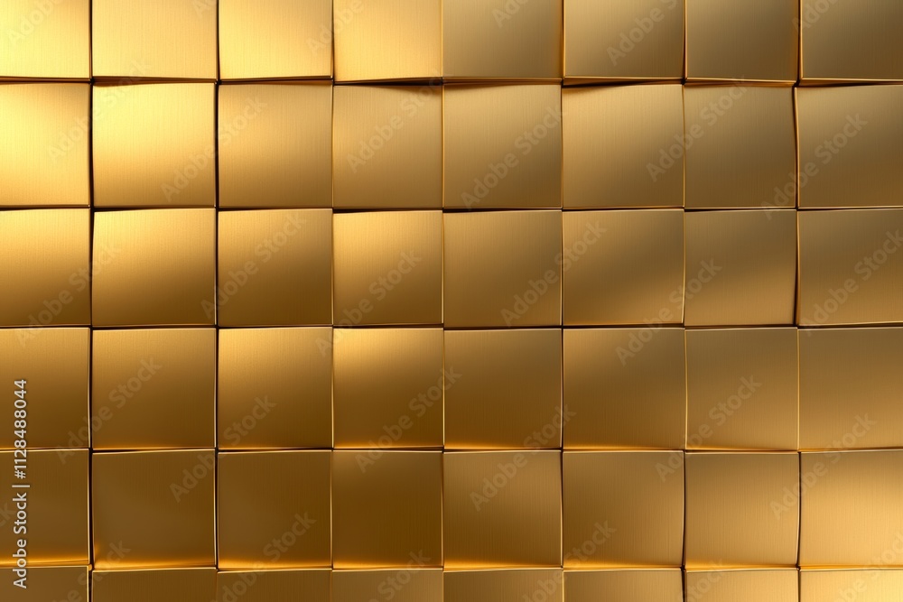 Poster golden metallic cube pattern with geometric texture