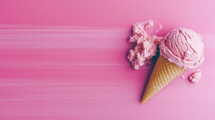 A pink background with a pink ice cream cone on it
