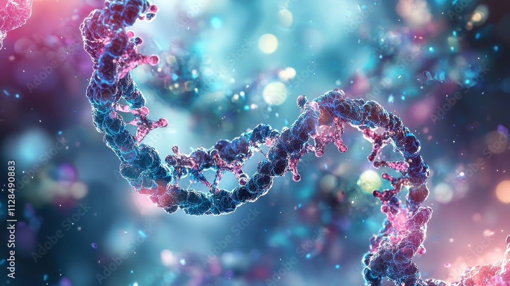 Poster scientists collaborating on cutting edge vaccine innovation with dna strand visual representation
