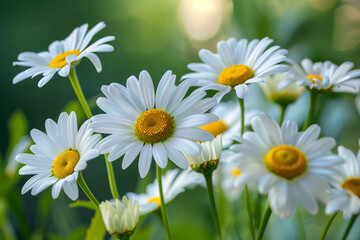 Fototapeta premium Daisies in Bloom: A Simple Yet Beautiful Flower with White Petals