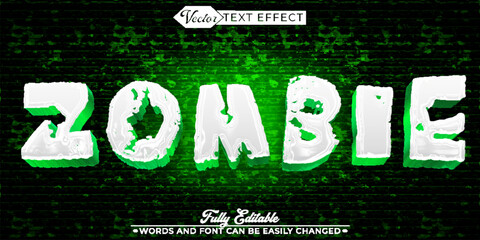 Green Zombie Creature Vector Editable Text Effect Template